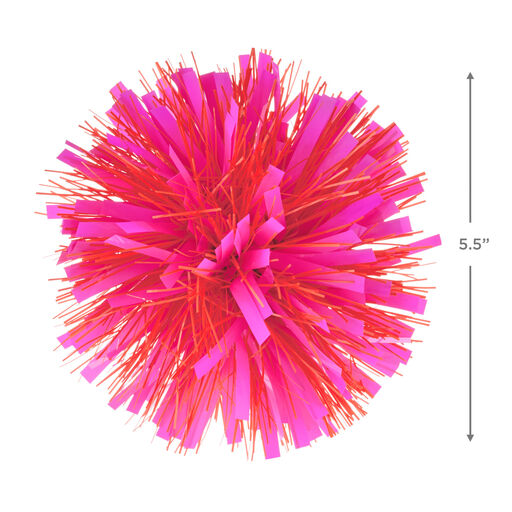 Pink and Orange Pom-Pom Gift Bow, 5.5", 
