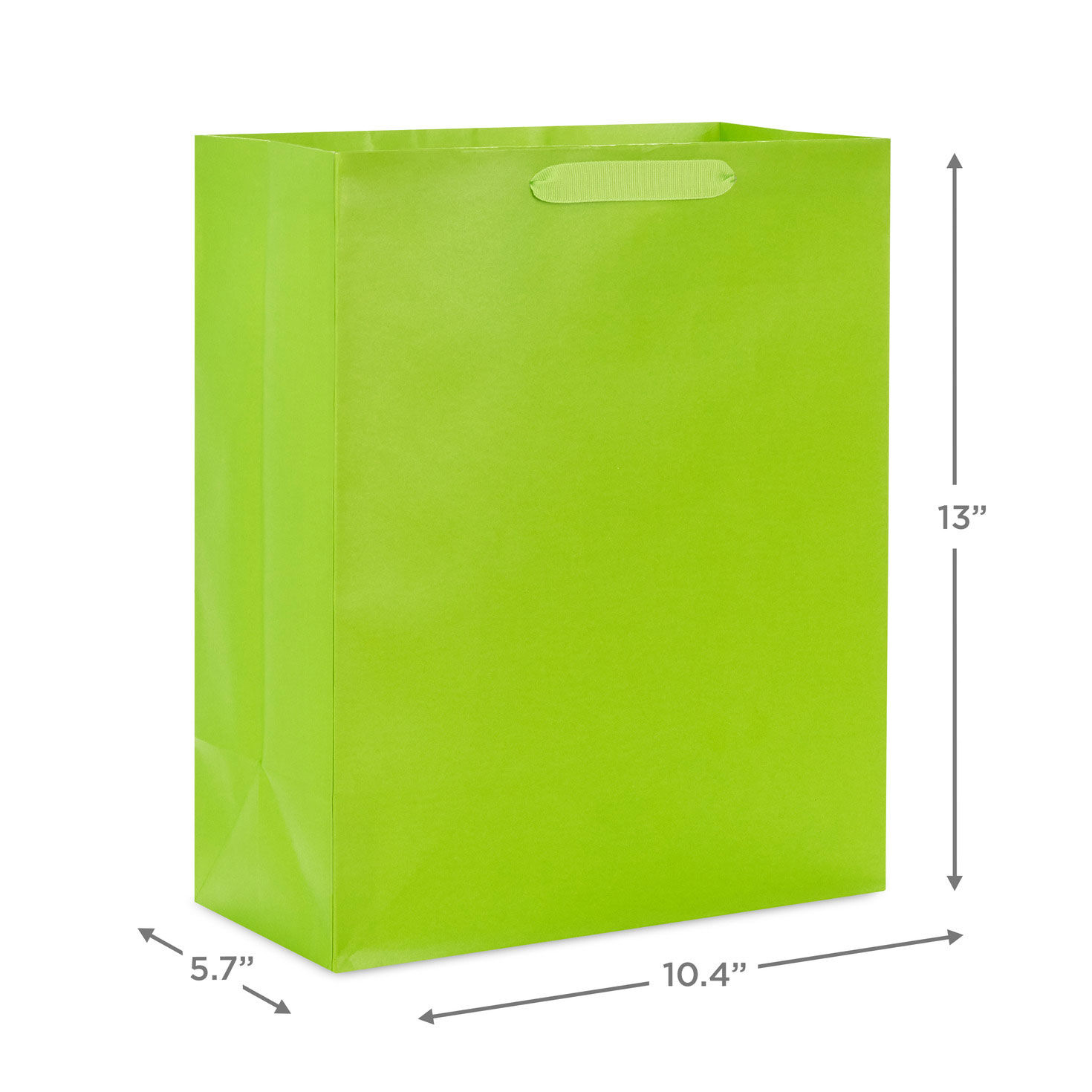 13" Solid Lime Green Large Gift Bag, Lime Green, large image number 3