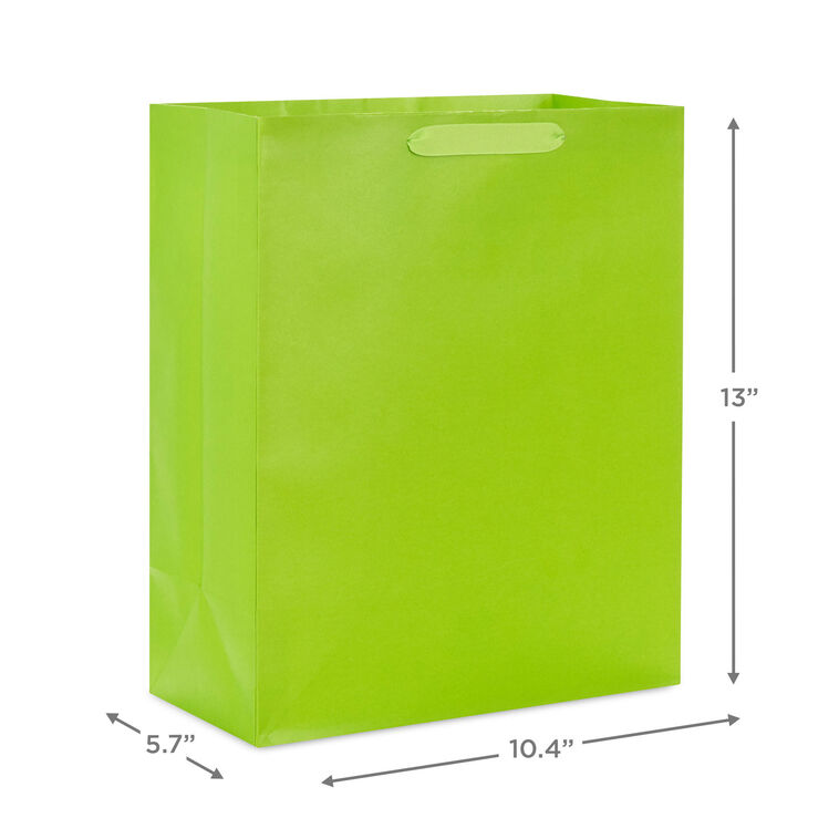 13" Solid Lime Green Large Gift Bag, Lime Green, large image number 3