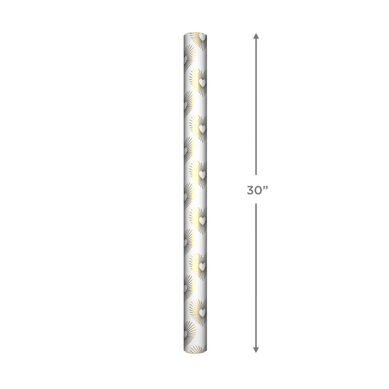 Gold Hearts on White Wrapping Paper, 15 sq. ft., , large image number 5