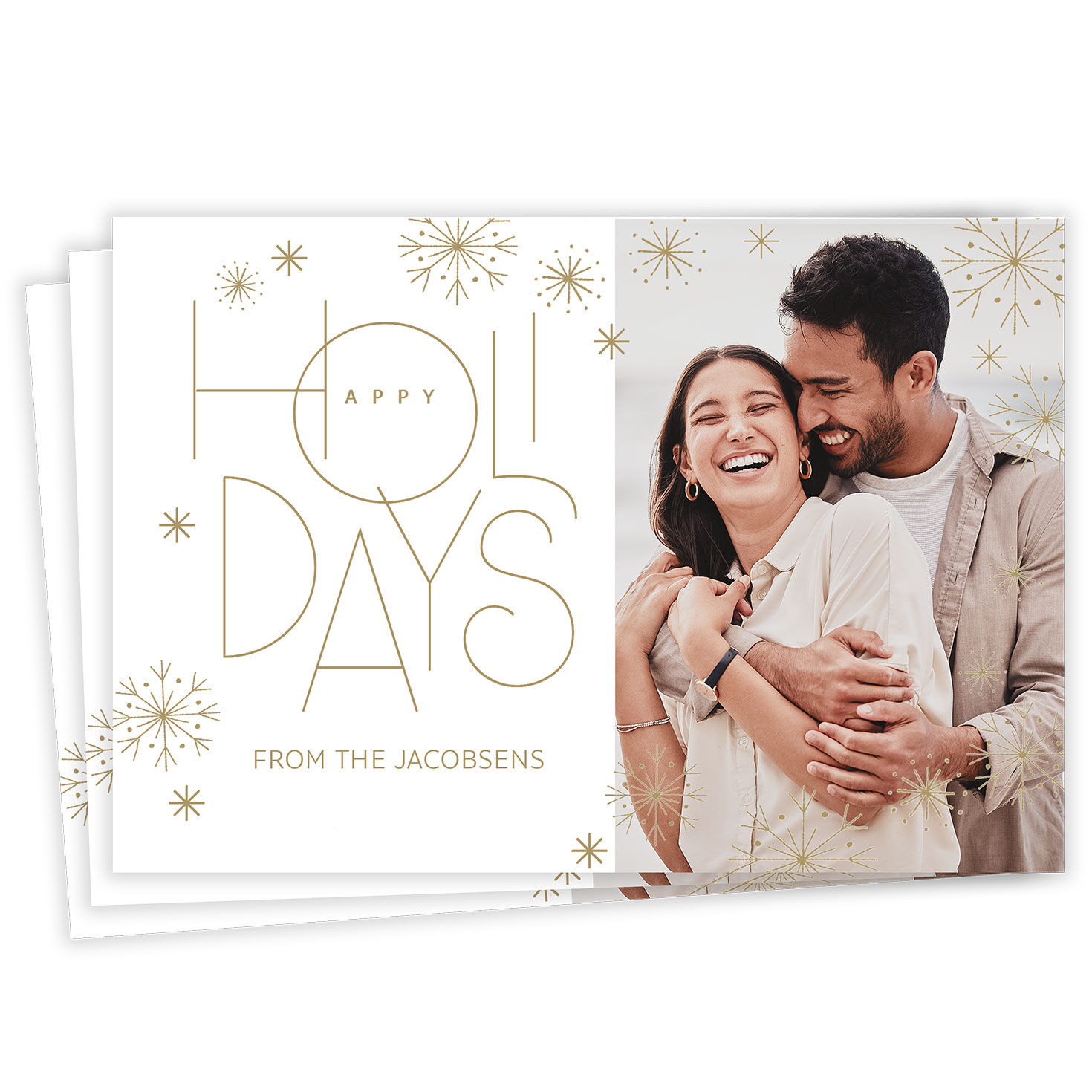 Elegant Sparkle and Snow Flat Holiday Photo Card