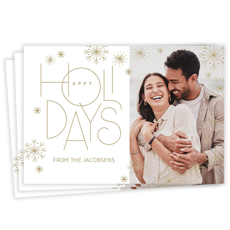 Elegant Sparkle and Snow Flat Holiday Photo Card