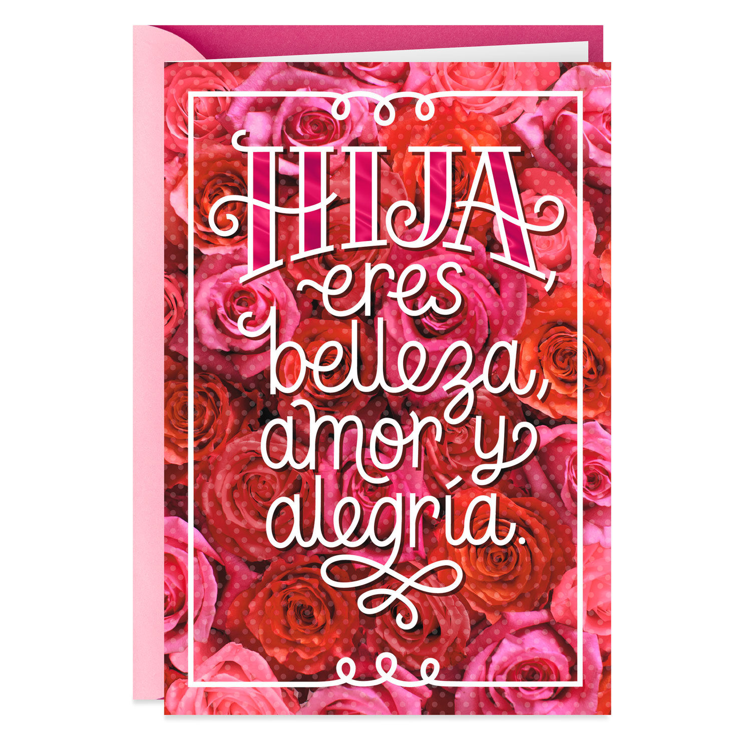 Pink and Red Roses Spanish-Language Mother's Day Card for Daughter