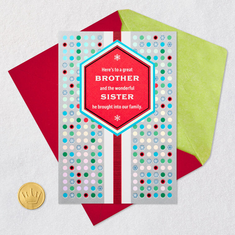 Festive Dots Christmas Card for Brother and Sister-in-Law Card Front with Envelope and Gold Seal image number 6