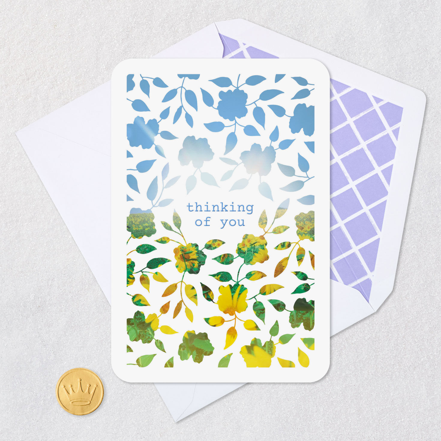 Sunny Meadow Flower Cutouts Thinking of You Card Card Front with Envelope and Gold Seal image number 5