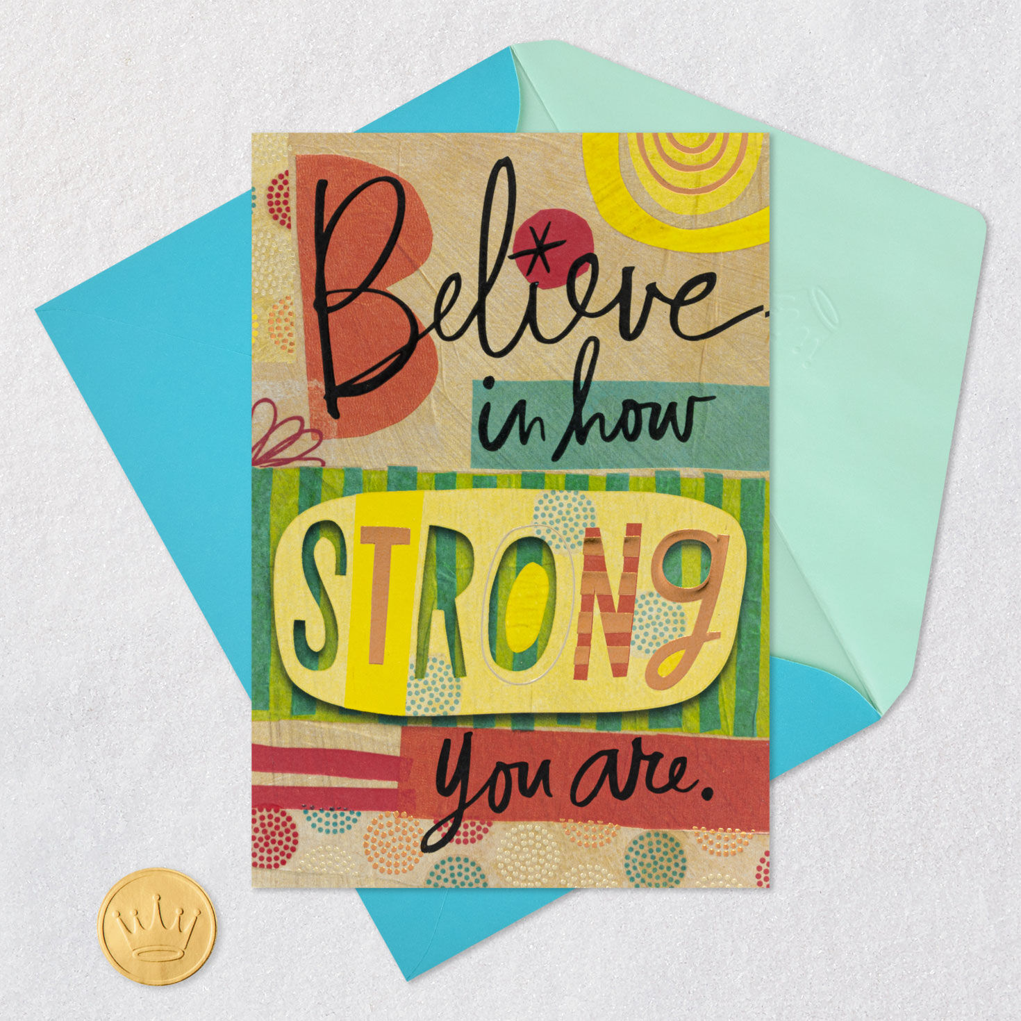 Colorful Collage Encouragement Card Card Front with Envelope and Gold Seal image number 5