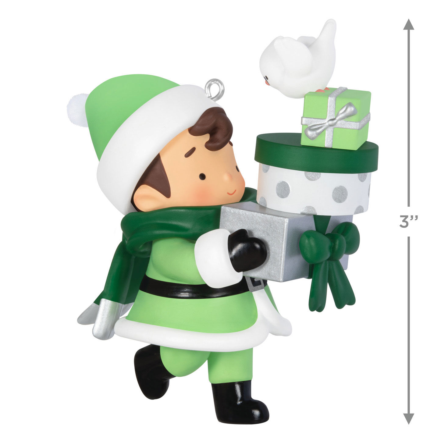 Young Santa With Gifts Keepsake Ornament measurement image number 3