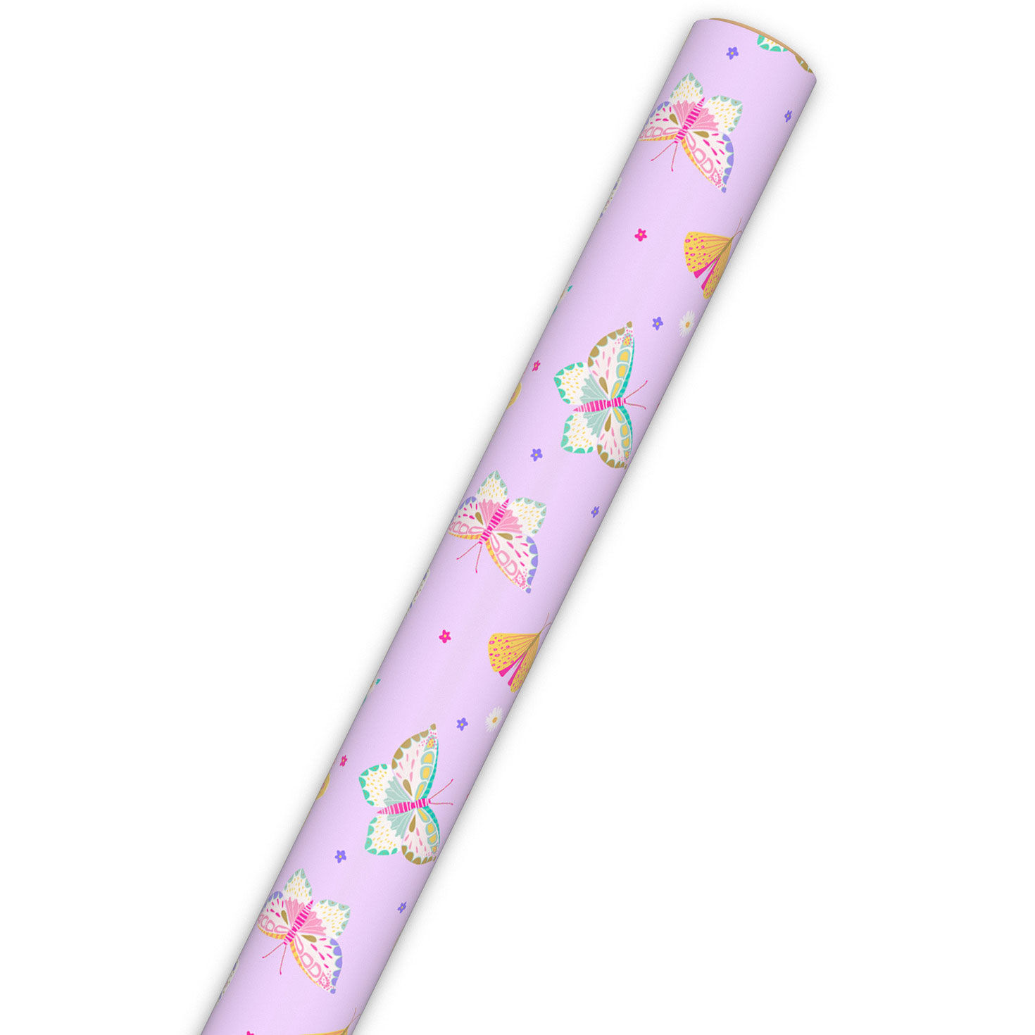 Pastel Butterflies on Pink Wrapping Paper wrap tube image number 6