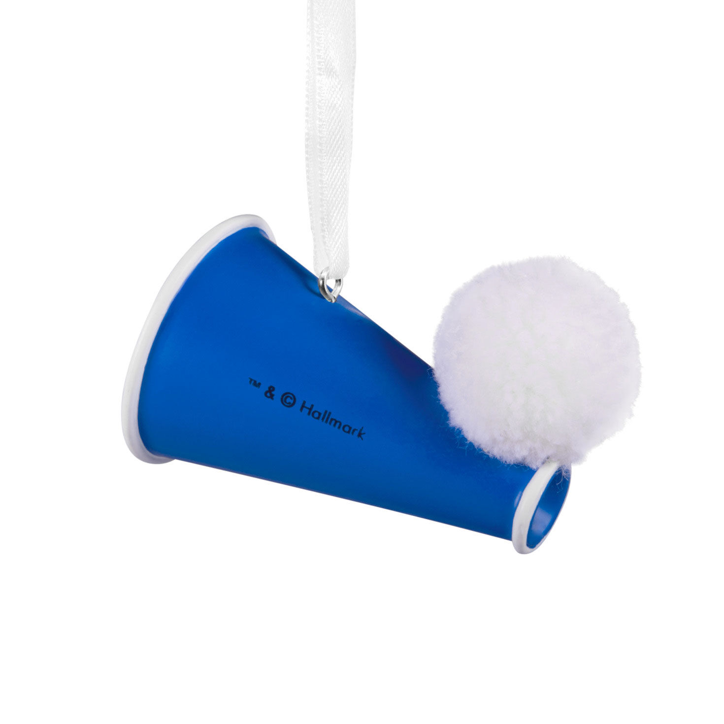 Blue Cheerleading Megaphone Christmas Ornament Back image number 6
