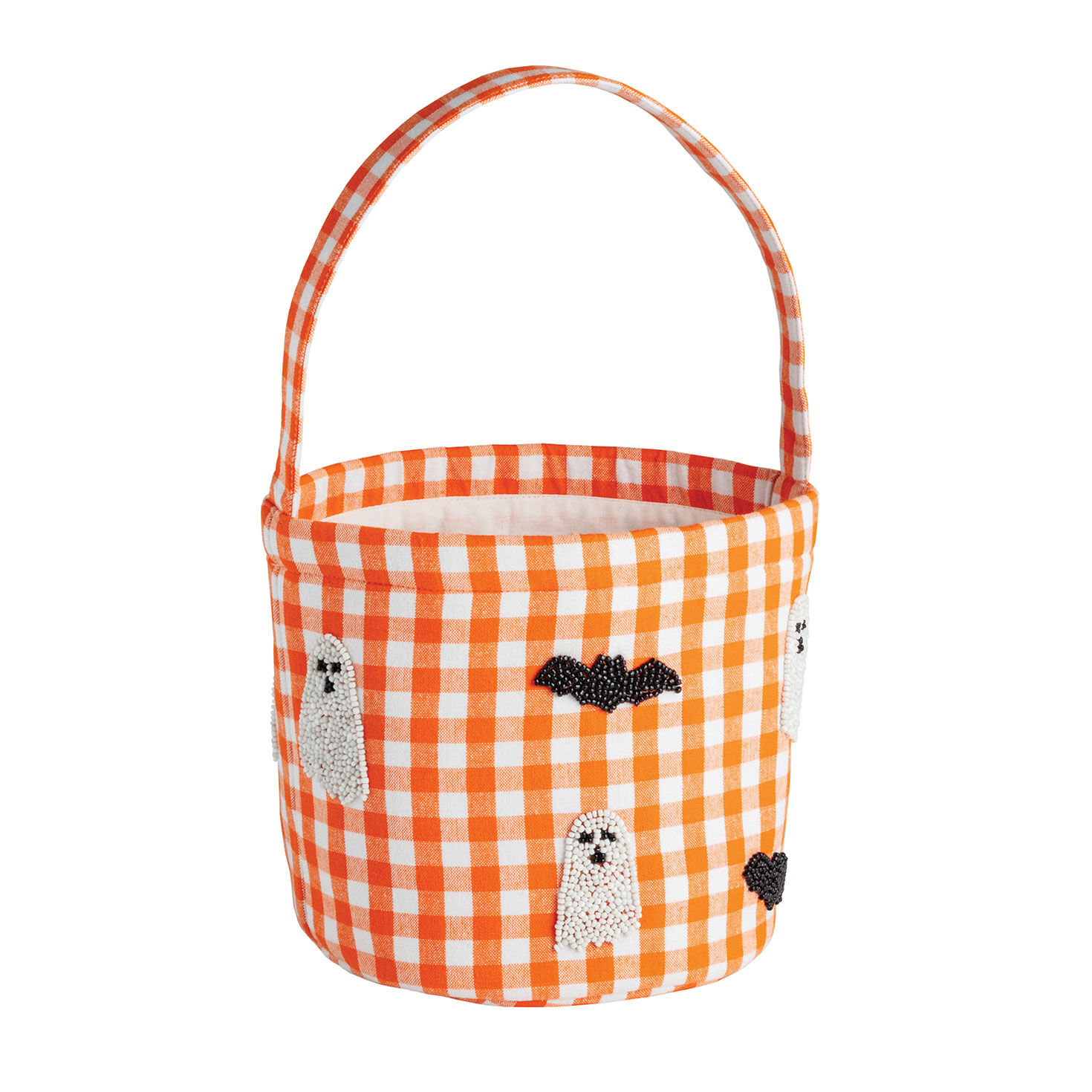 Mud Pie Orange Gingham Halloween Bucket With Beaded Ghosts and Bats for only USD 19.99 | Hallmark