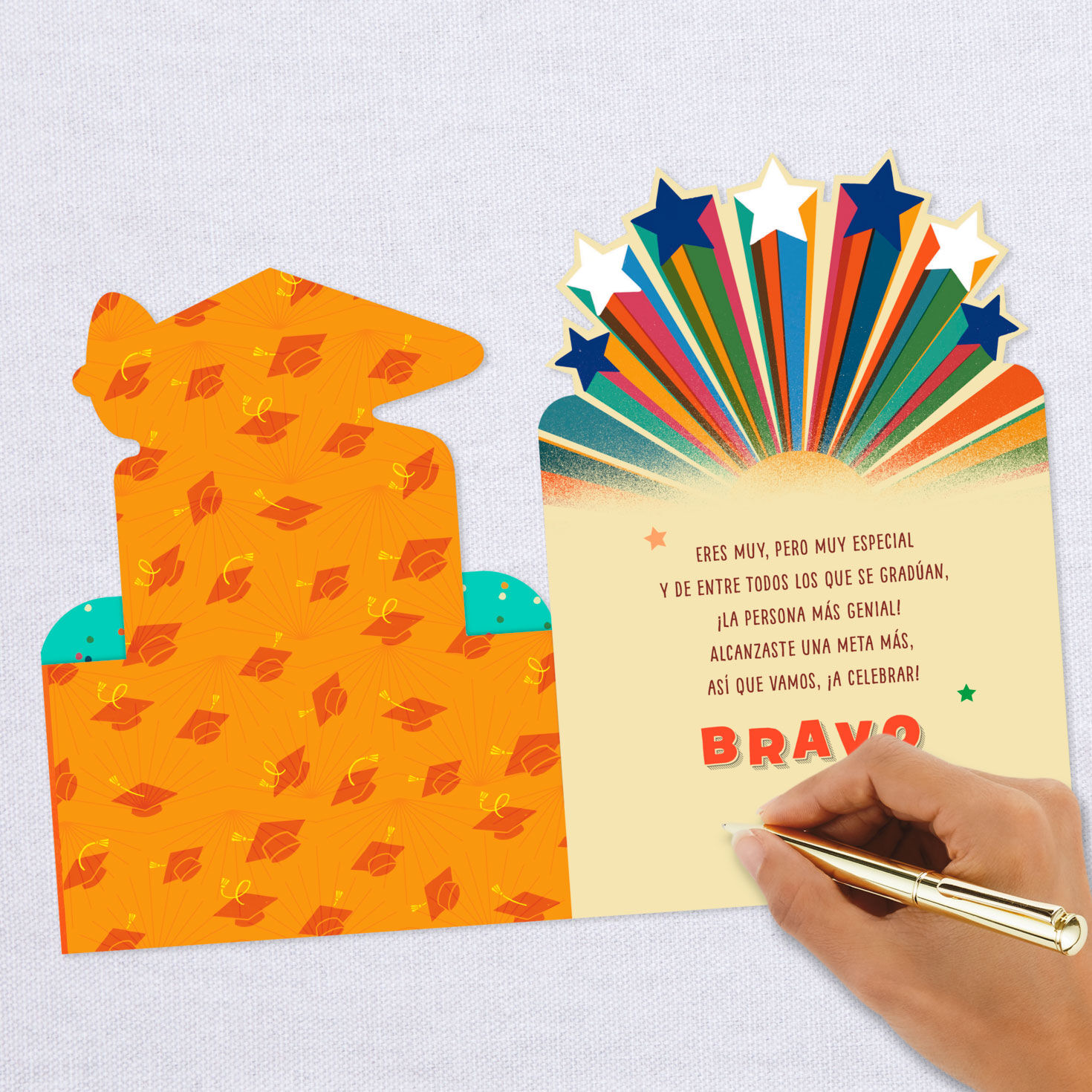 Mortarboard and Stars Spanish-Language Graduation Card, , large image number 6