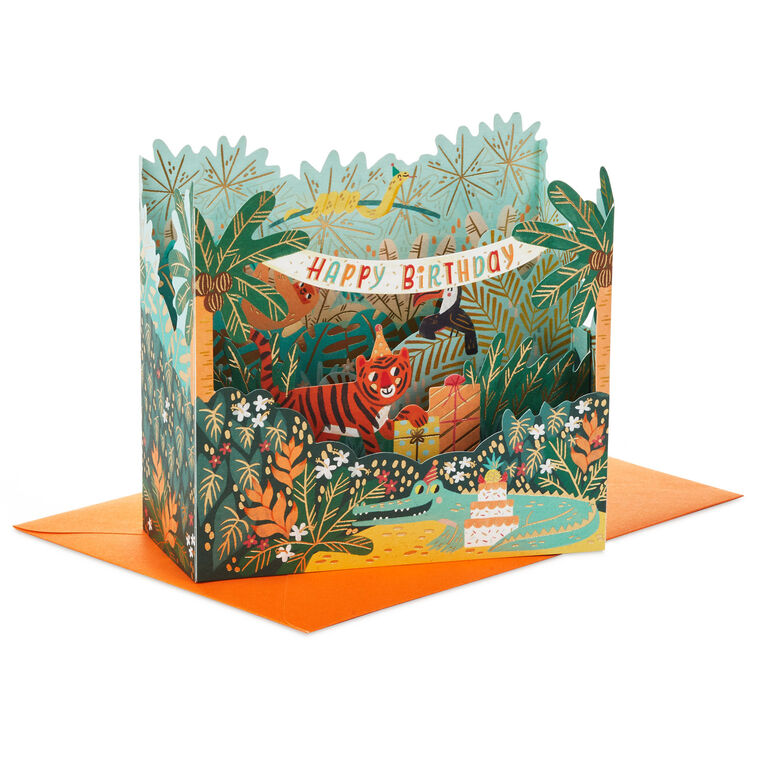 Go Wild Jungle Animals 3D Pop-Up Birthday Card for Kids