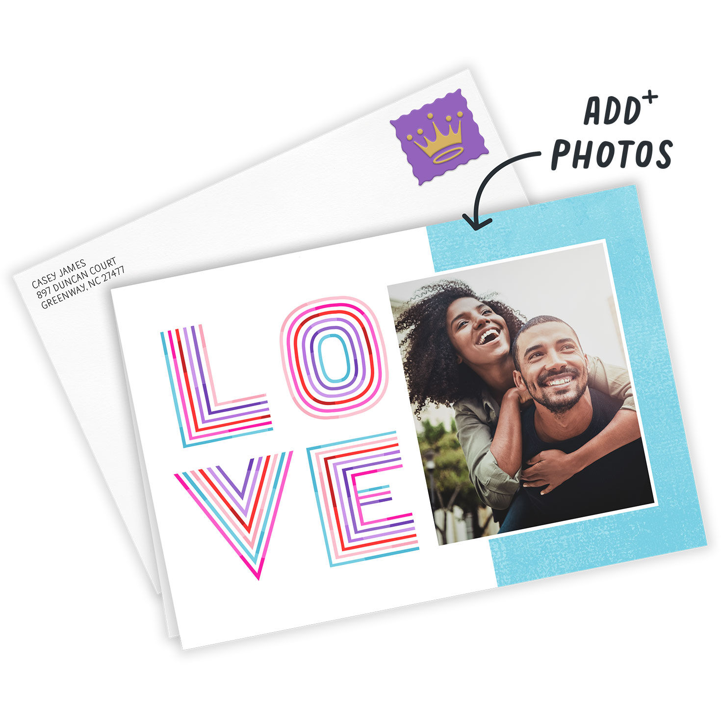 Personalized Rainbow Lettering Love Photo Card  image number 2