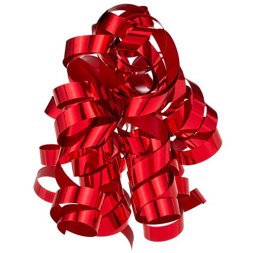 6.5" Red Matte and Metallic Curly Ribbon Gift Bow, 