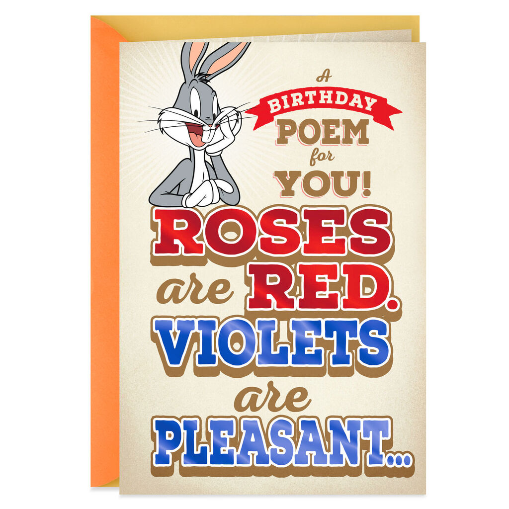 Looney Tunes Bugs Bunny Roses Are Red Birthday Card Greeting