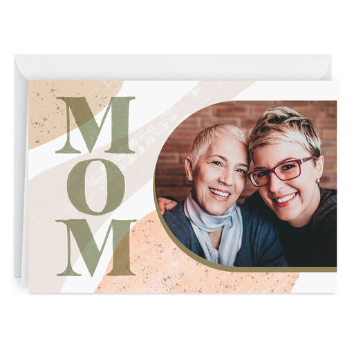 Personalized Mom Lettering and Waves Photo Card, 