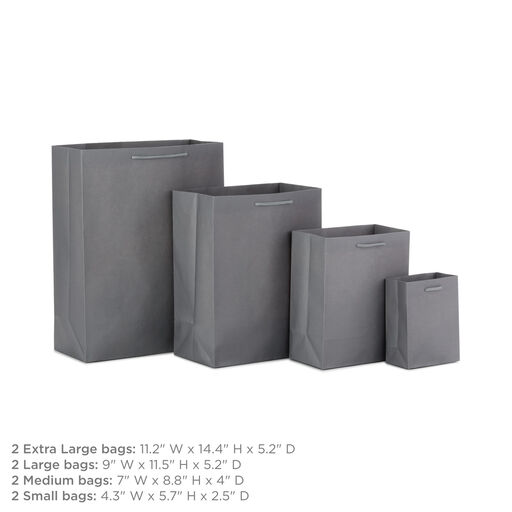 Gray Assorted Sizes 8-Pack Gift Bags, 