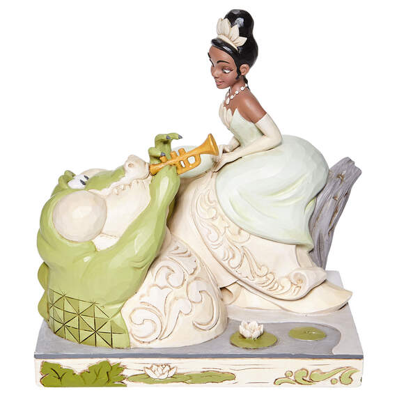 Jim Shore Disney Tiana and Louis White Woodland Figurine, 7.5"