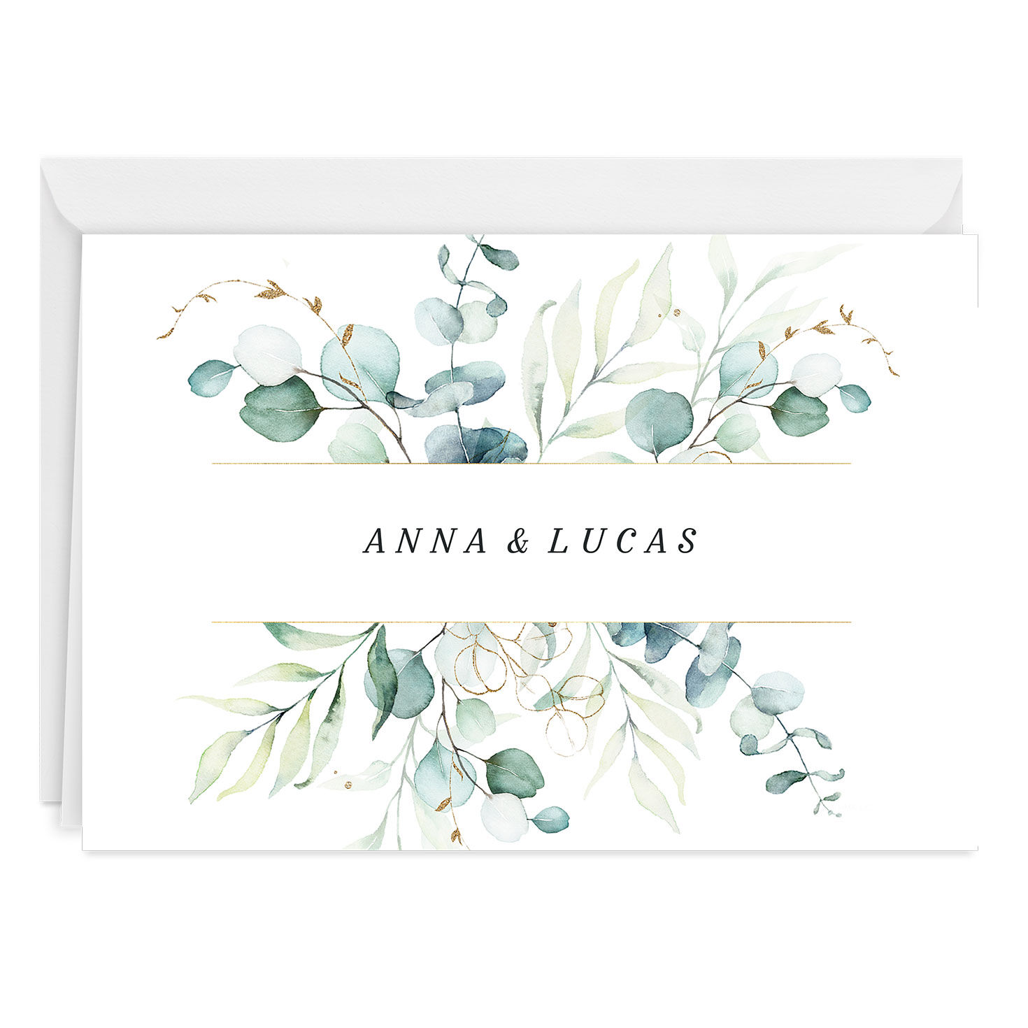 Personalized Watercolor Green Eucalyptus Card