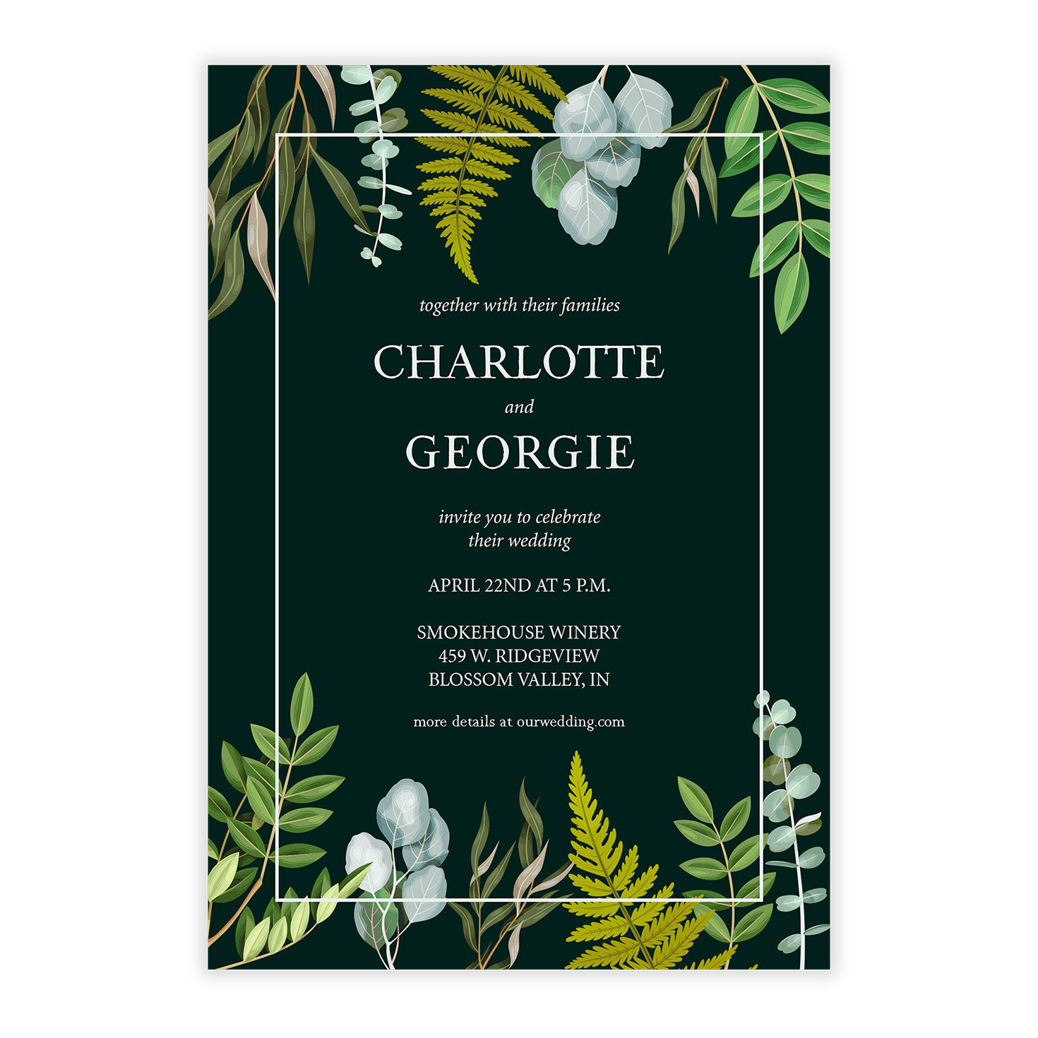 Lush Eucalyptus and Fern Wedding Invitation, , large image number 5