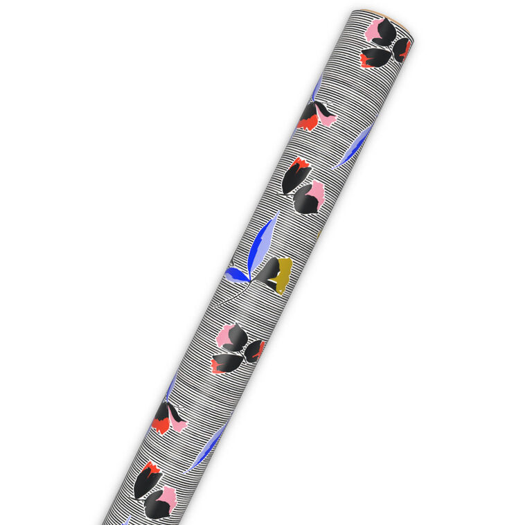 Bold Floral and Stripe Wrapping Paper Roll Wrap Tube image number 6