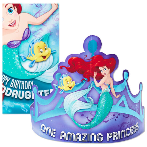 Disney The Little Mermaid Birthday Card for Granddaughter With Tiara, 