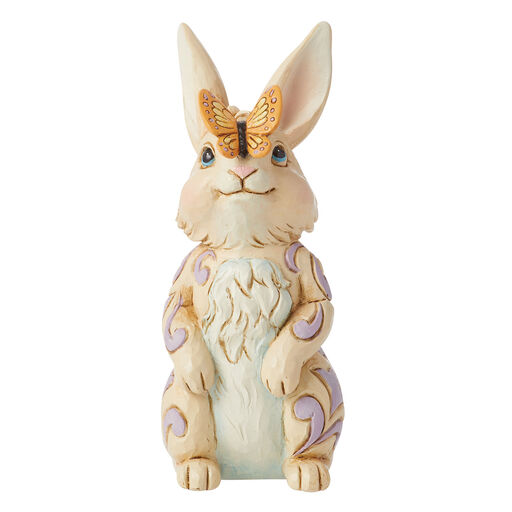 Jim Shore Bunny With Butterfly Mini Figurine, 3.9", 
