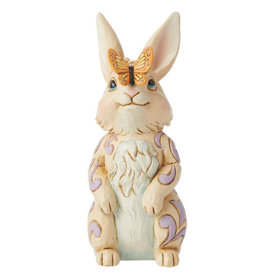 Jim Shore Bunny With Butterfly Mini Figurine, 3.9"