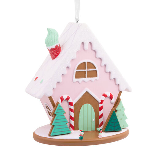 Signature Pink Gingerbread House Premium Hallmark Ornament, 