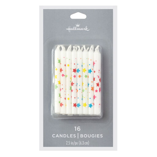 Scattered Stars White Birthday Candles, Set of 16, 