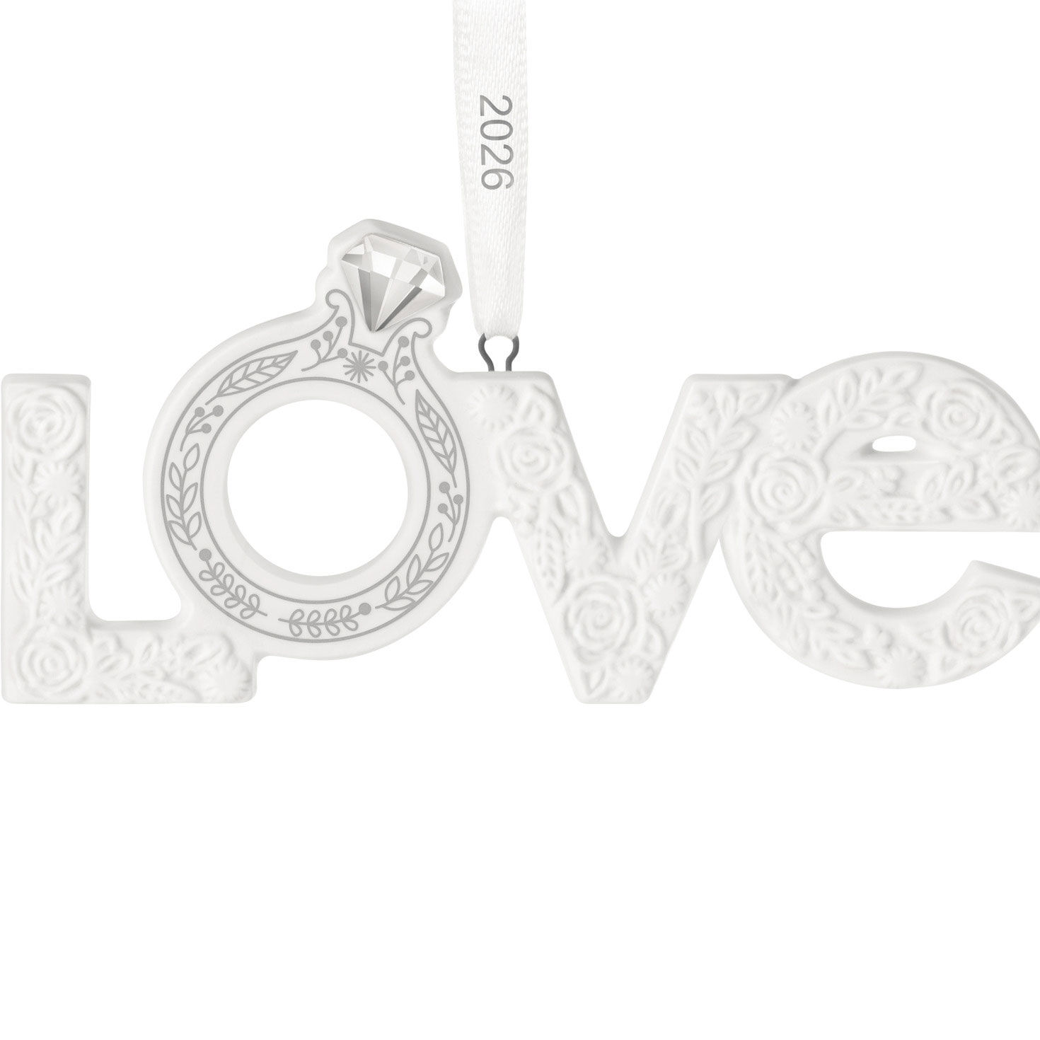 Love Word Art With Ring Keepsake Ornament closeup view image number 5
