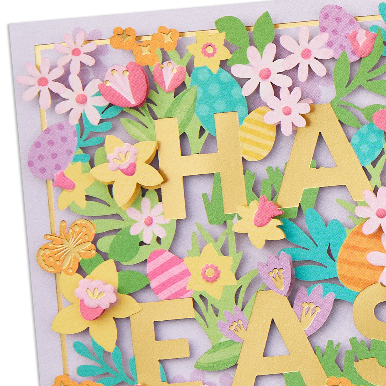 Spring Flowers, Butterflies and Eggs Easter Card Card Cover Detail image number 4