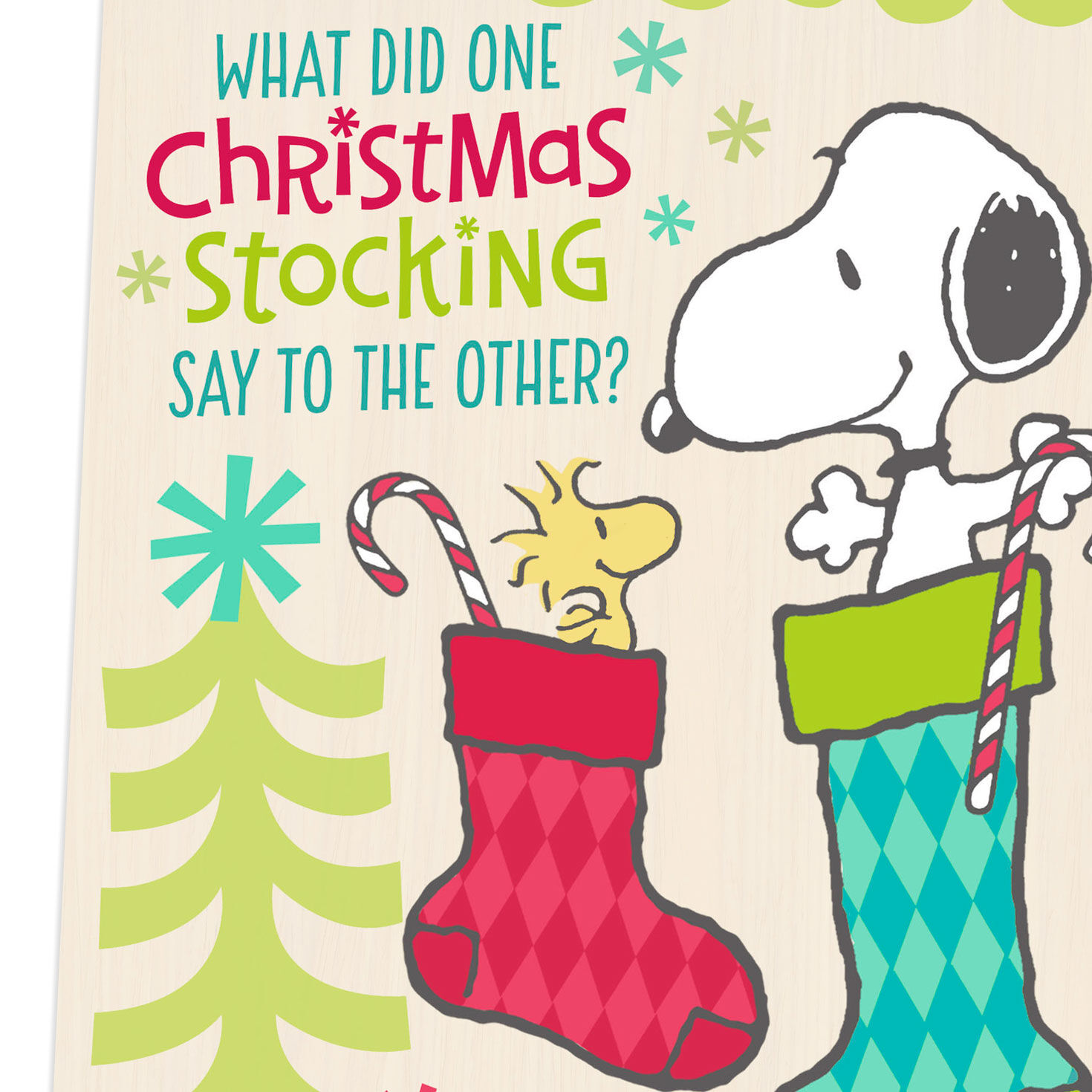 Peanuts&reg; Snoopy and Woodstock in Stockings Funny Christmas Card, , large image number 4