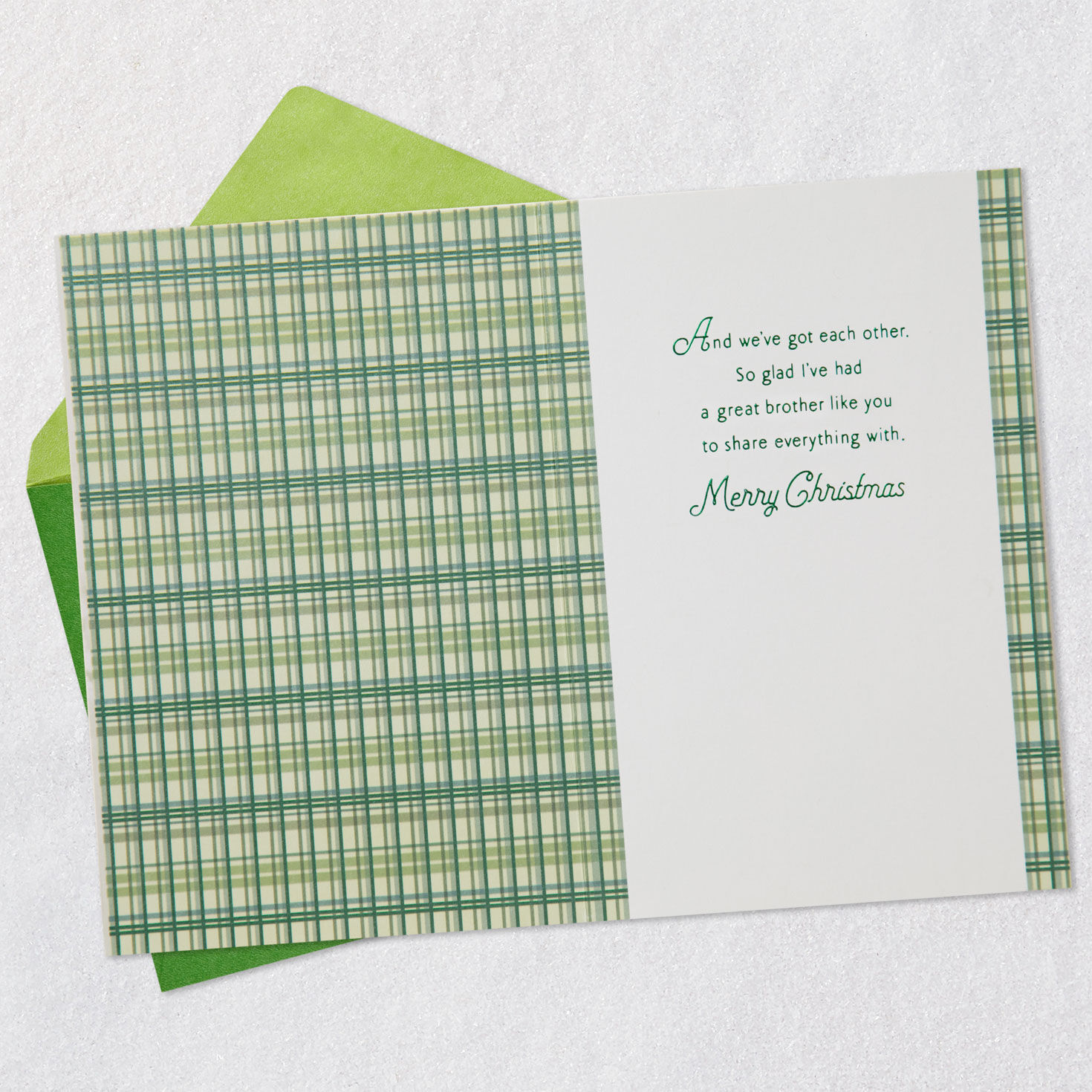 Hot Cocoa and Ornaments Brother Christmas Card Open card with envelope image number 3