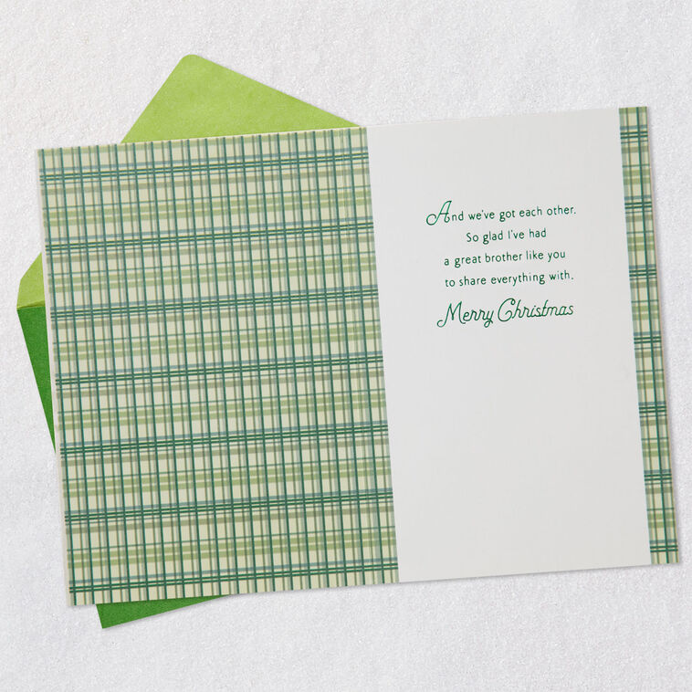 Hot Cocoa and Ornaments Brother Christmas Card Open card with envelope image number 3