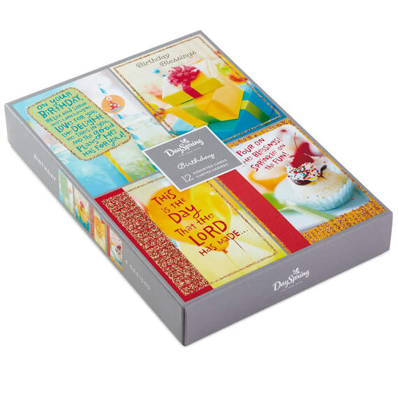 Colorful Assorted Religious Birthday Cards, Box of 12