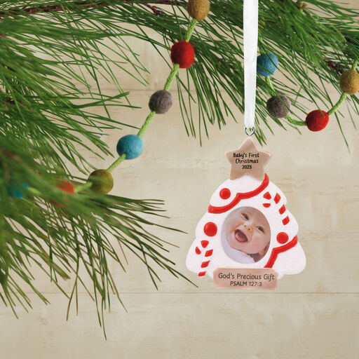 DaySpring Baby's First Christmas Religious 2023 Photo Frame Hallmark Ornament, 
