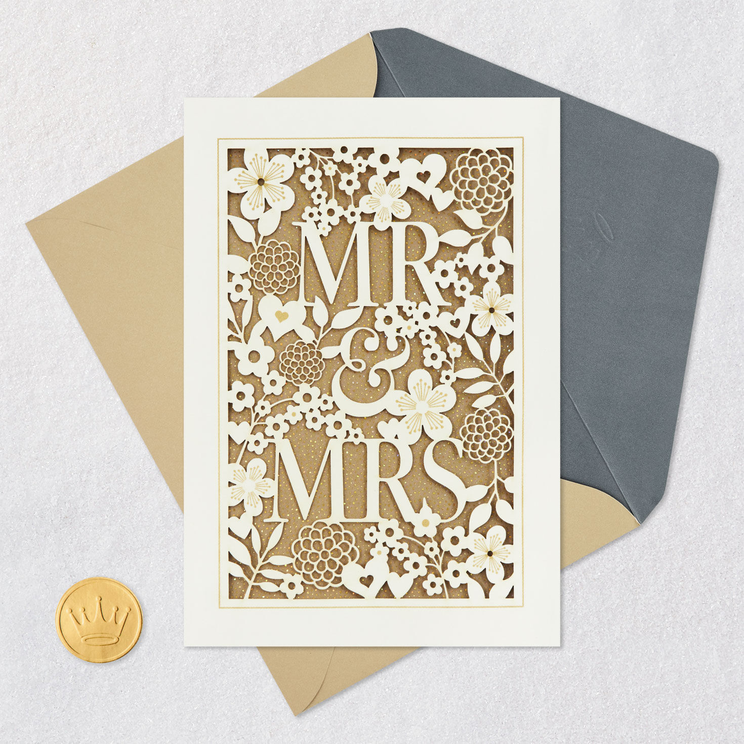 Elegant Lace Mr. and Mrs. Wedding Card, , large image number 5