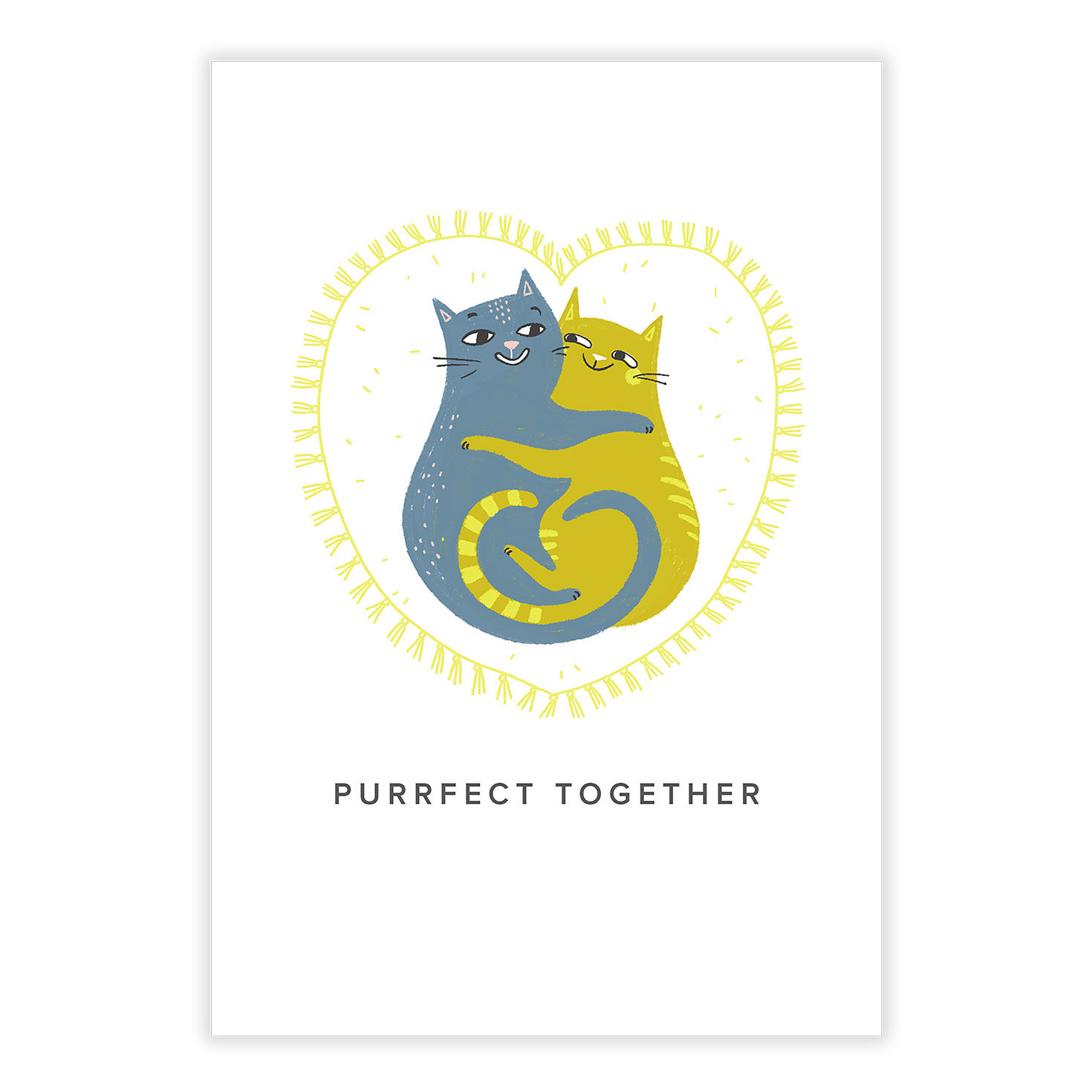 Blue Yellow Cats Hugging Personalized Love Card front image number 2
