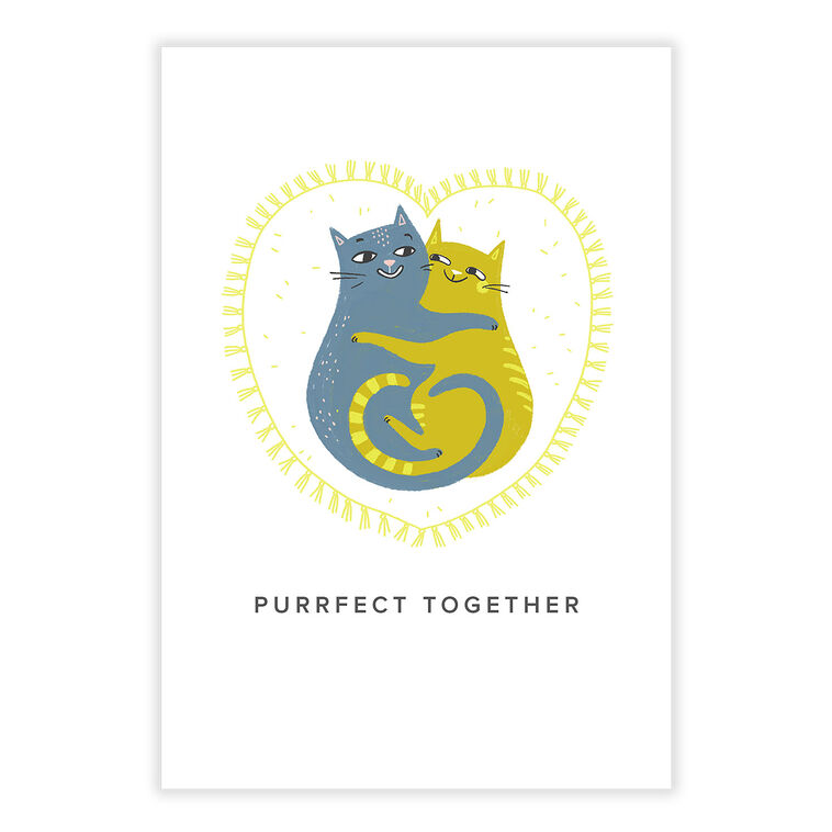 Blue Yellow Cats Hugging Personalized Love Card front image number 2
