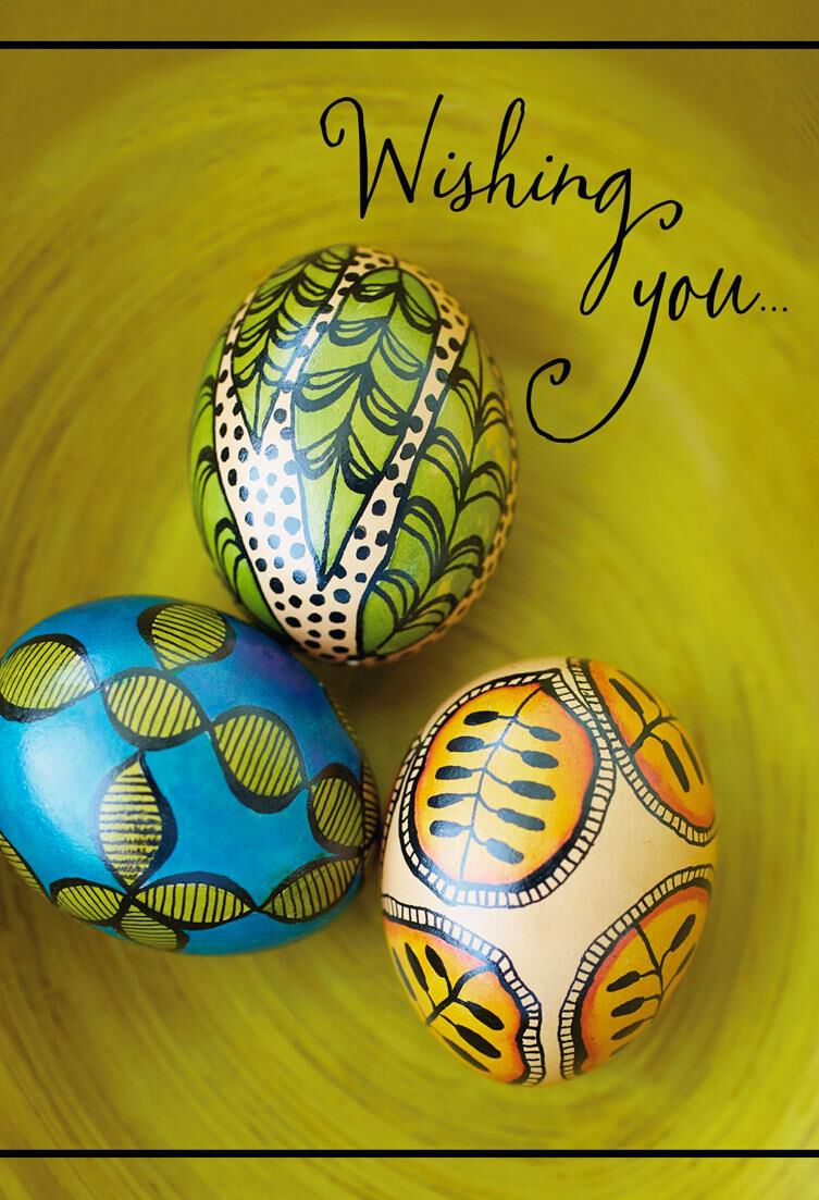 Colorful Decorative Eggs Easter Cards, Pack of 6