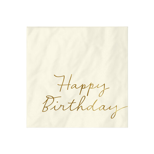 Ivory "Happy Birthday" Cocktail Napkins, Set of 16, 