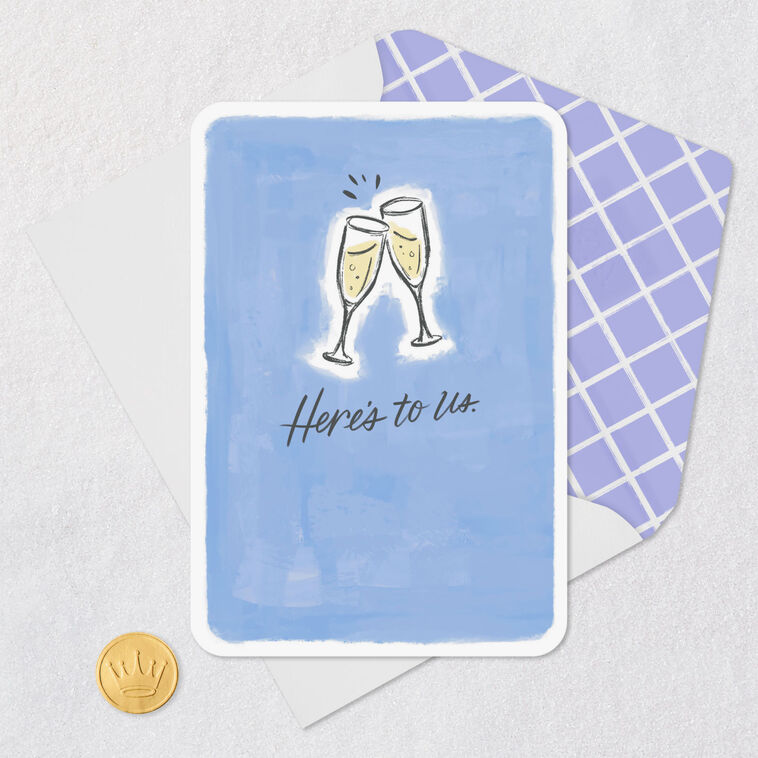 Clinking Champagne Glasses Blank Romantic Love Card Card Front with Envelope and Gold Seal image number 4