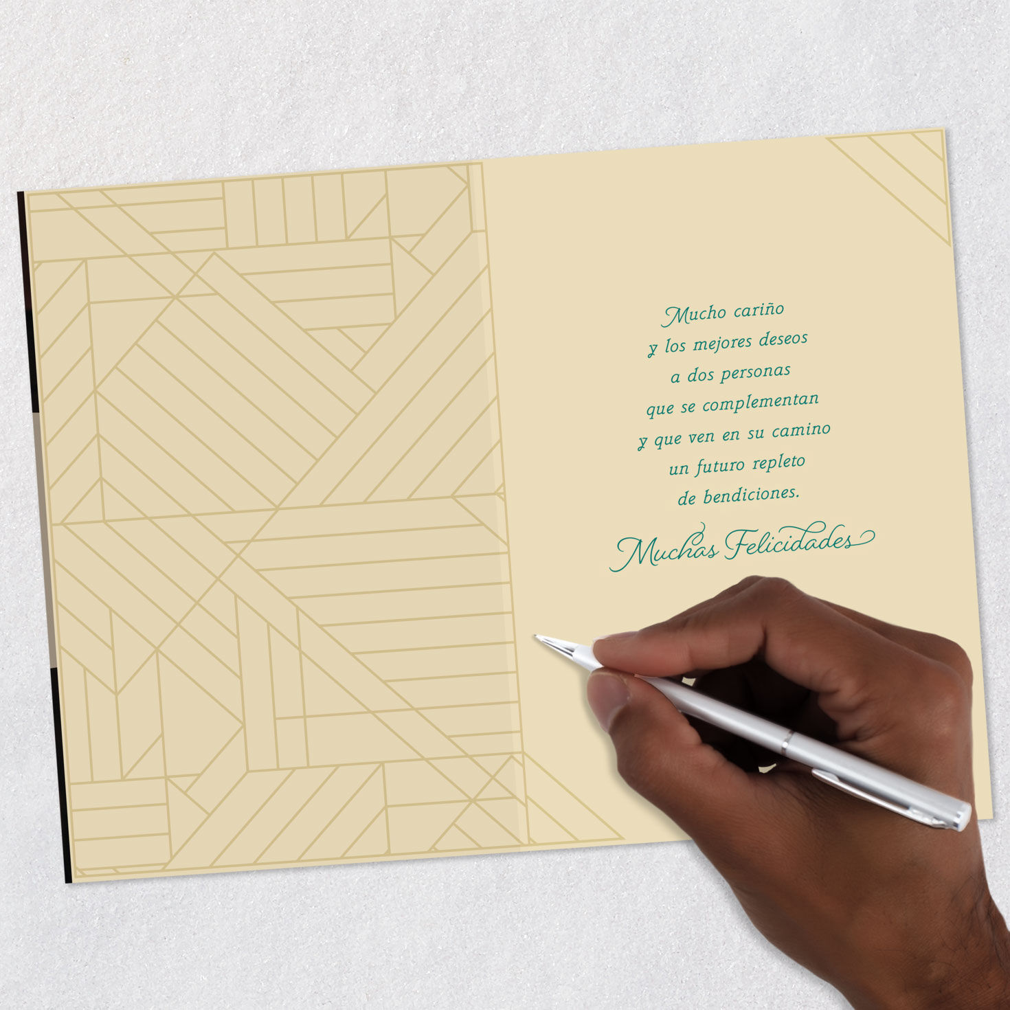 Couple Holding Hands Wedding Card in Spanish Signing card image number 6