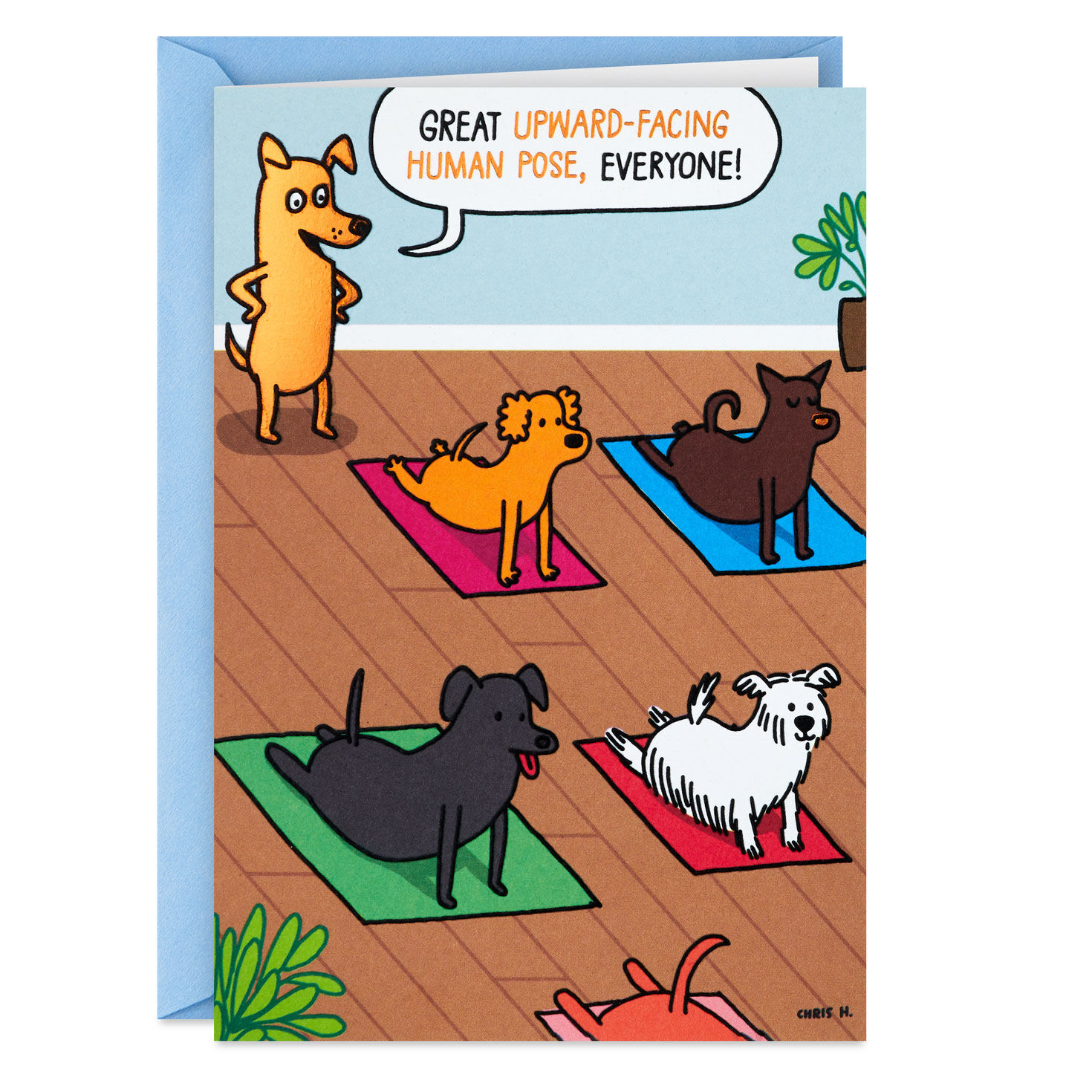 Dogs Doing Yoga Poses Funny Birthday Card