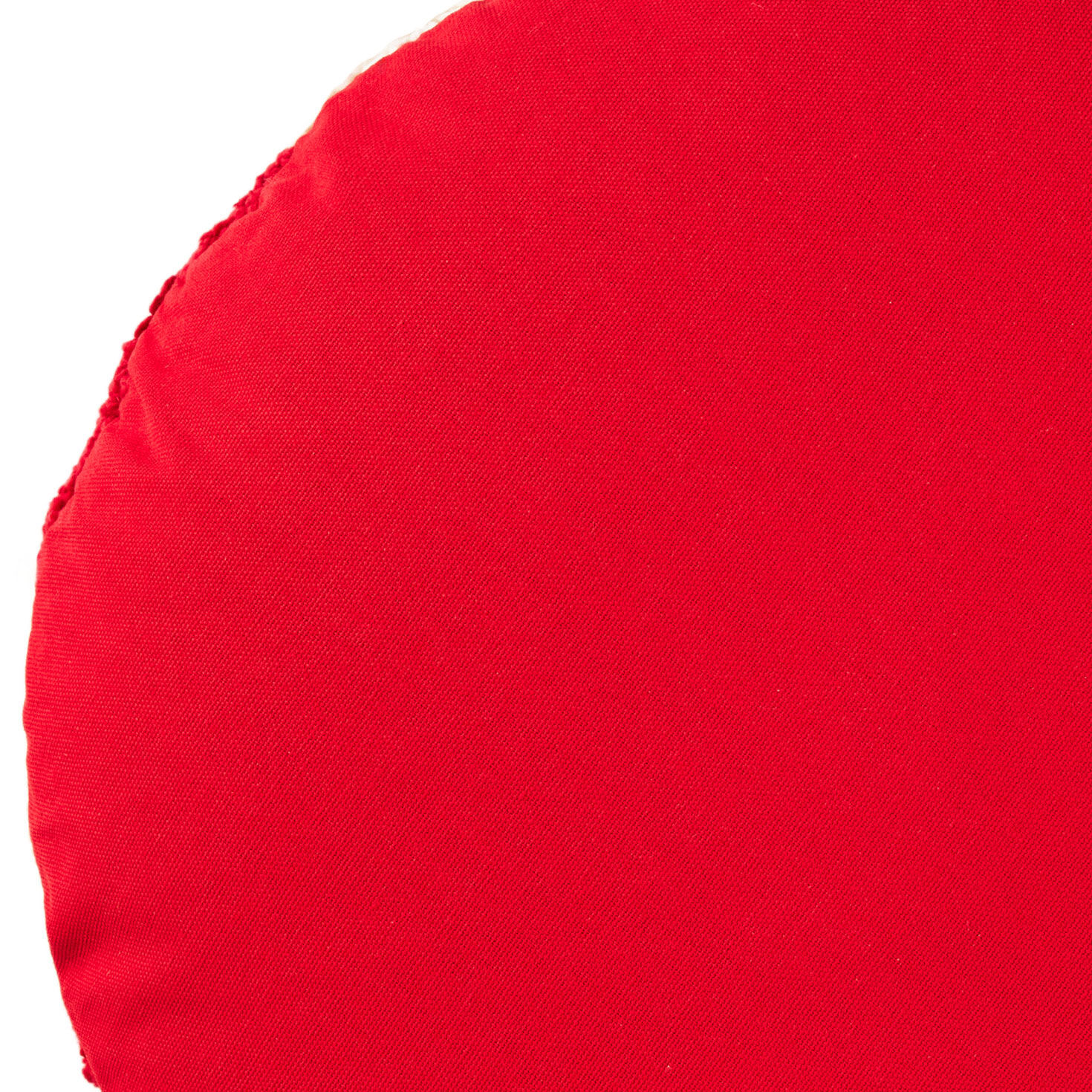 Red and White Round Peppermint Candy Throw Pillow upclose view Back image number 5