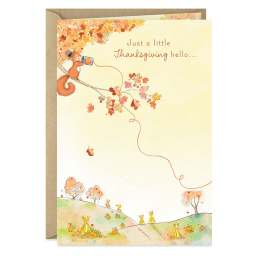 Cute Squirrel Long-Distance Hello Thanksgiving Card, 