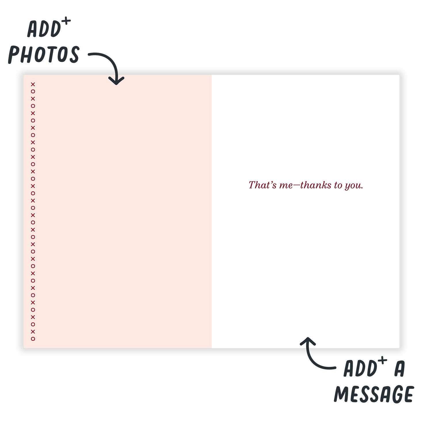 Pink Horseshoes Personalized Valentine's Day Card Open Card indicating personalization image number 3