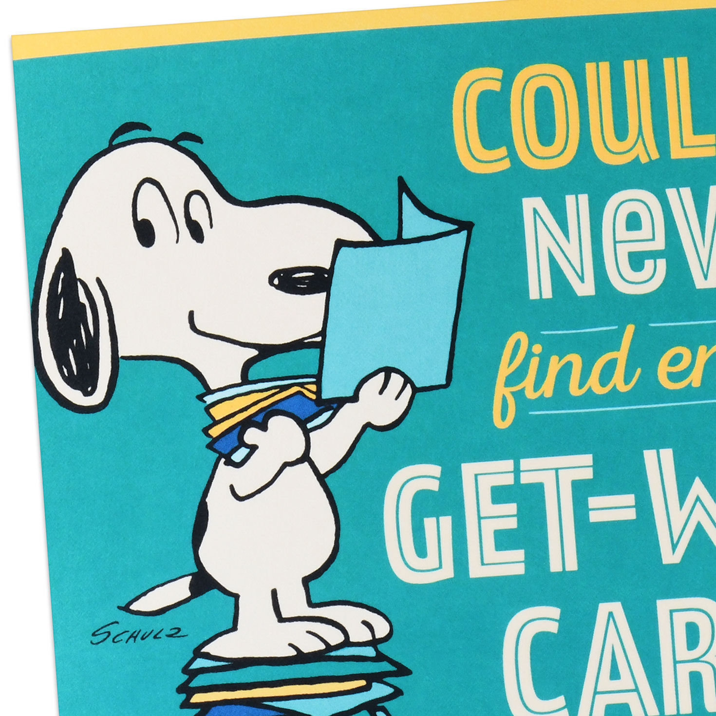 Snoopy on Green and Yellow Get Well Card Card Front Detail image number 7