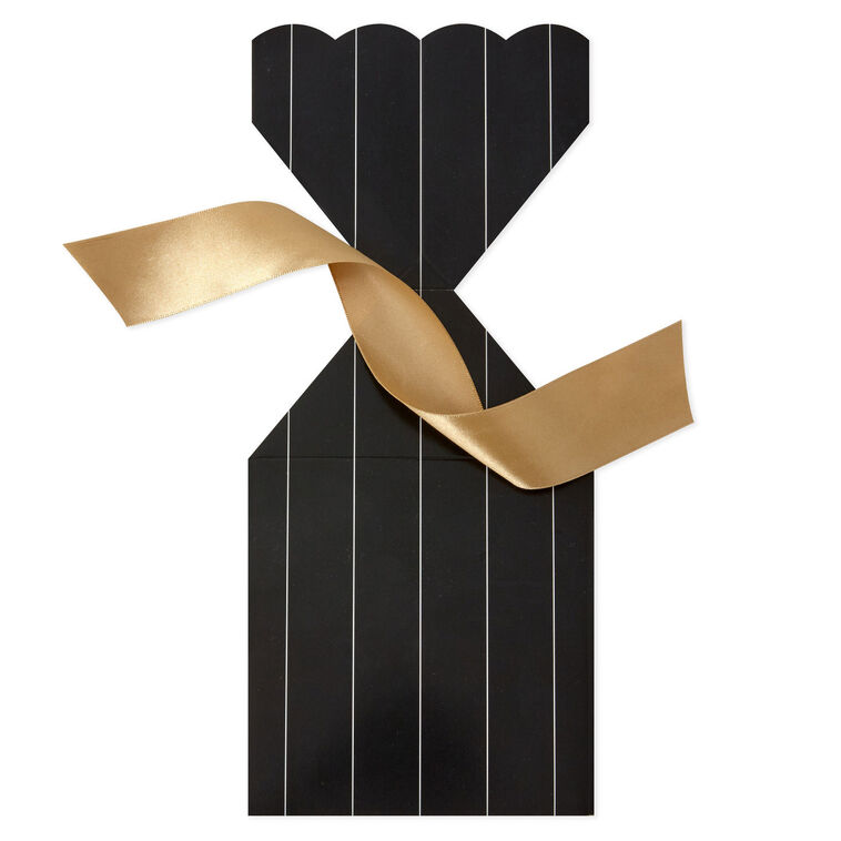 Gold Pinstripe on Black Vertical Treat Box With Tie  image number 5